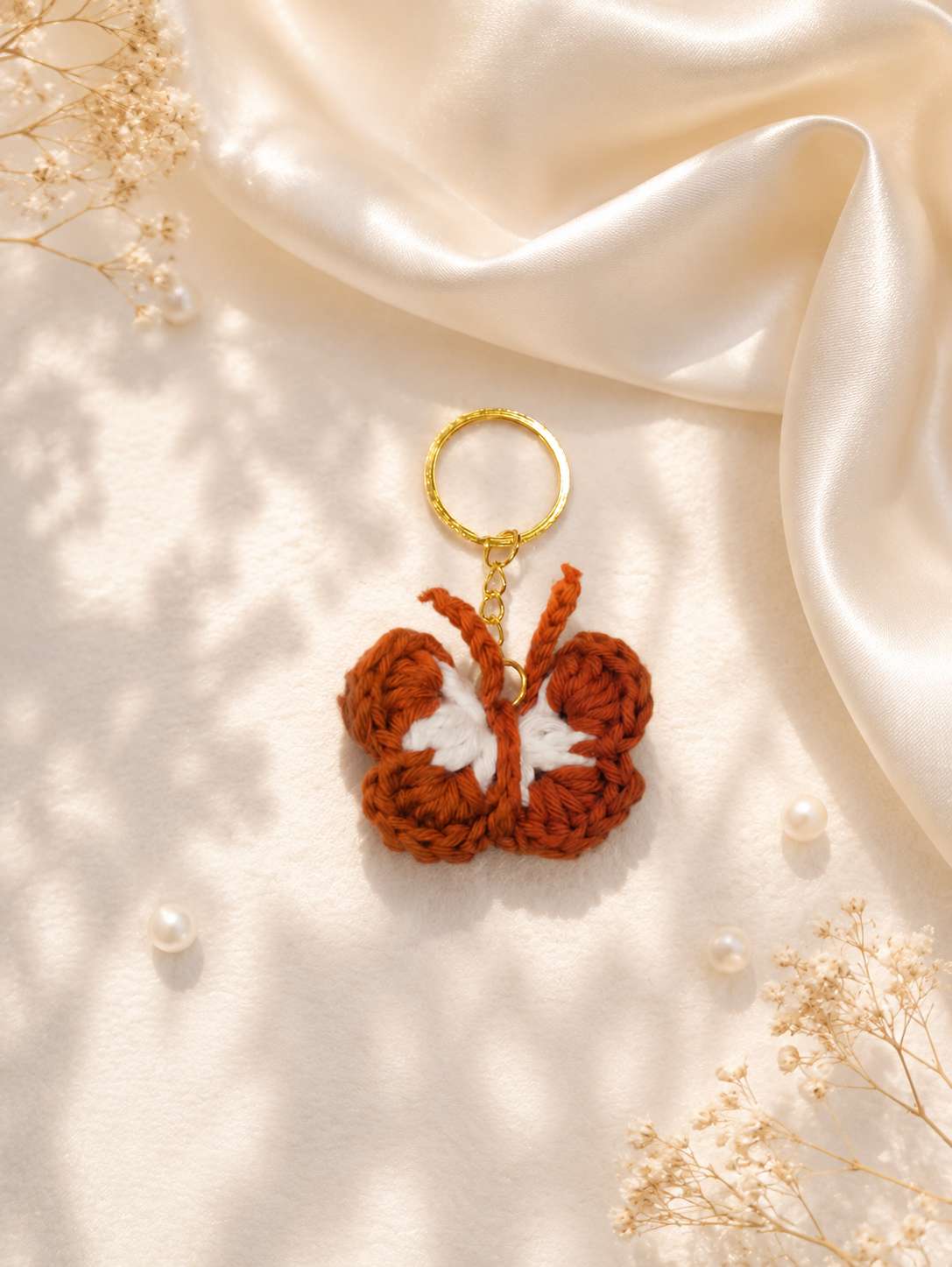 Crocheted butterfly keychains