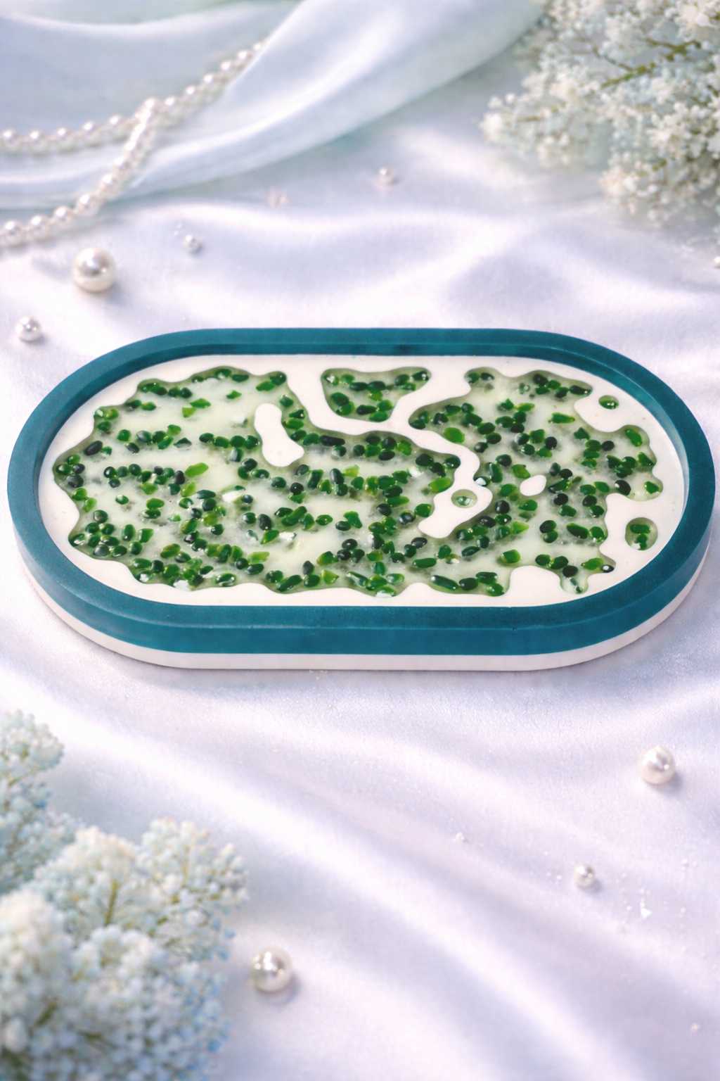 Aquatic-inspired resin trinket tray