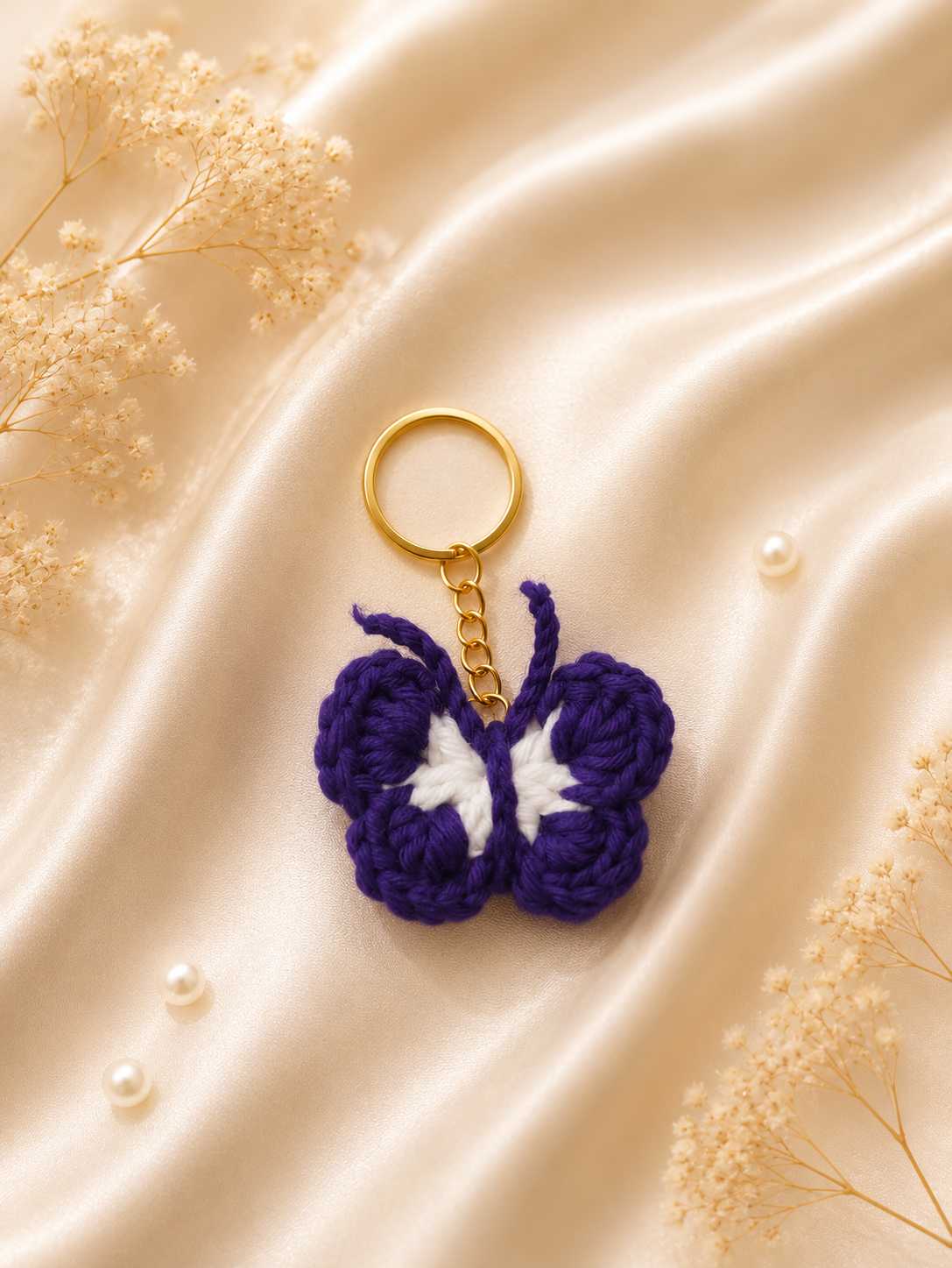Crocheted butterfly keychains