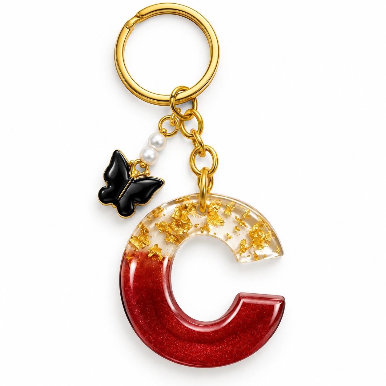 Alphabet Epoxy Resin Keychain