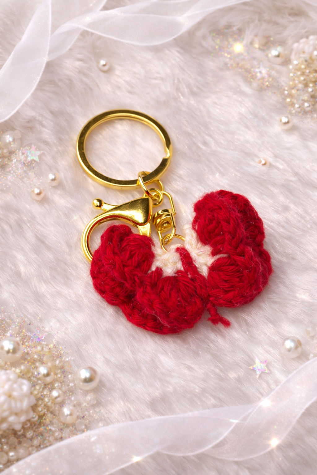 Crocheted butterfly keychains