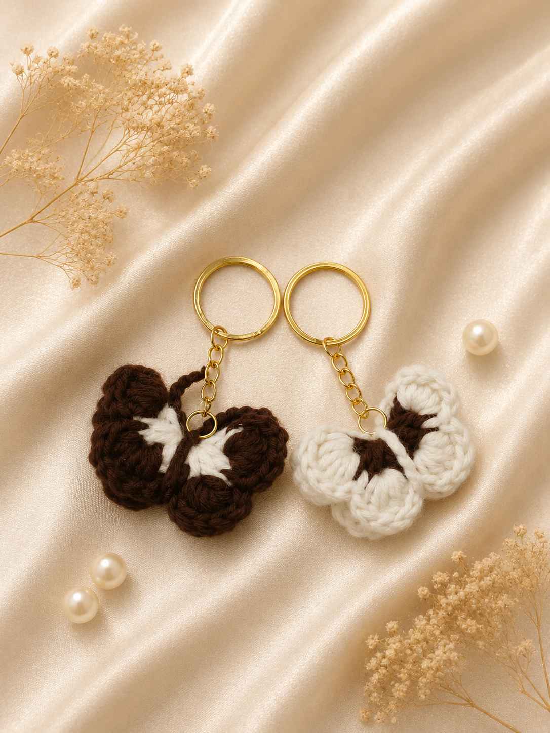 Crocheted butterfly keychains