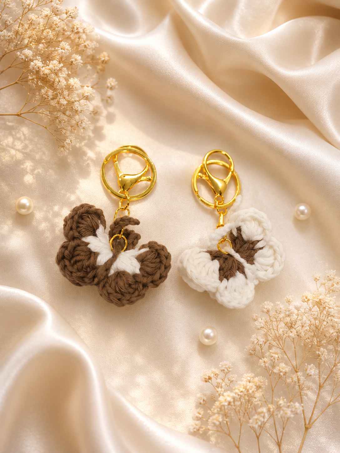 Crocheted butterfly keychains