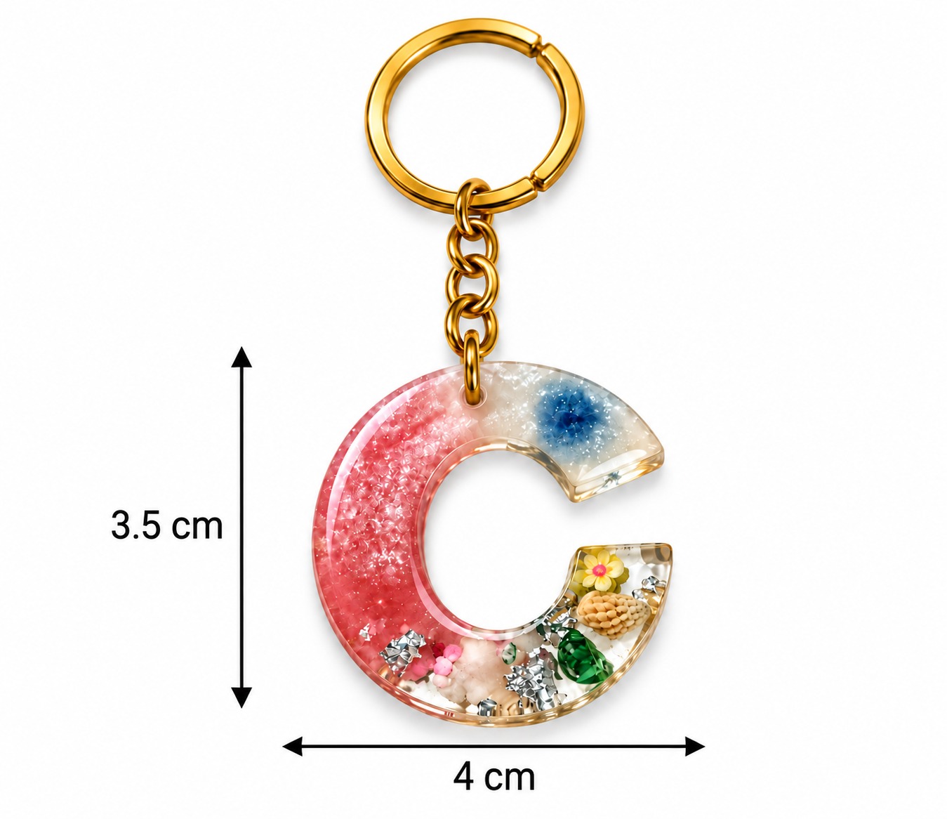 Alphabet Epoxy Resin Keychain