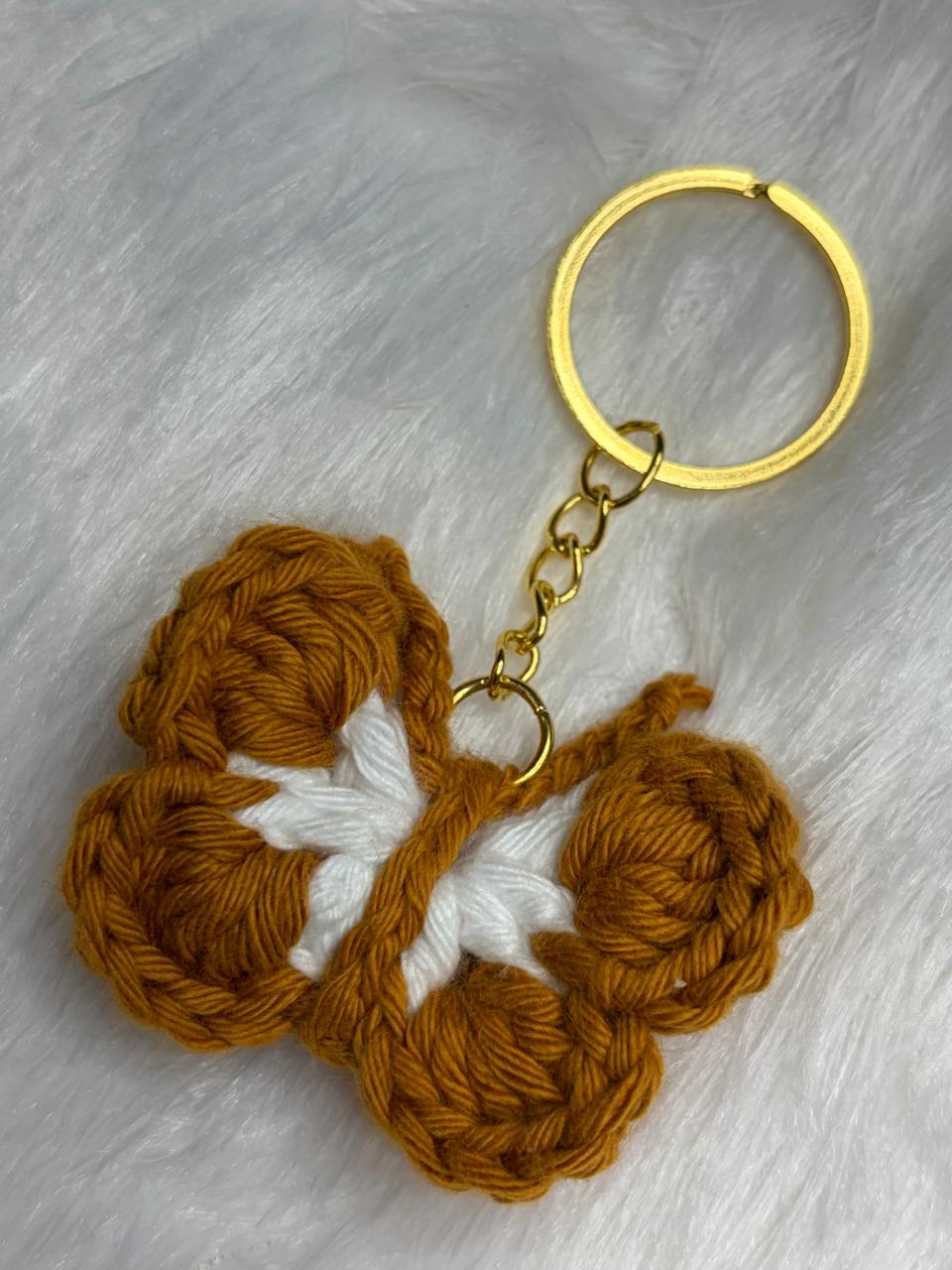Crocheted butterfly keychains