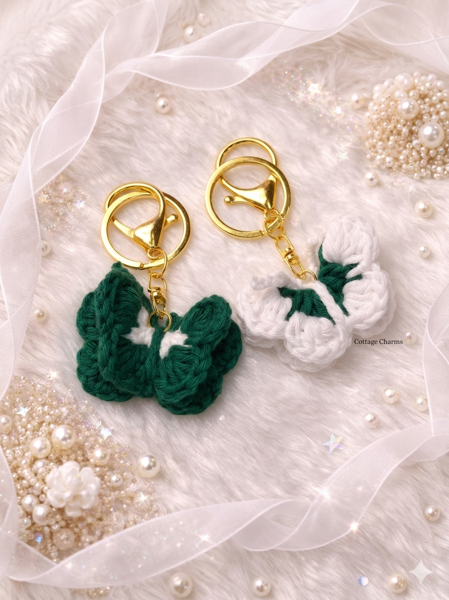 Crocheted butterfly keychains