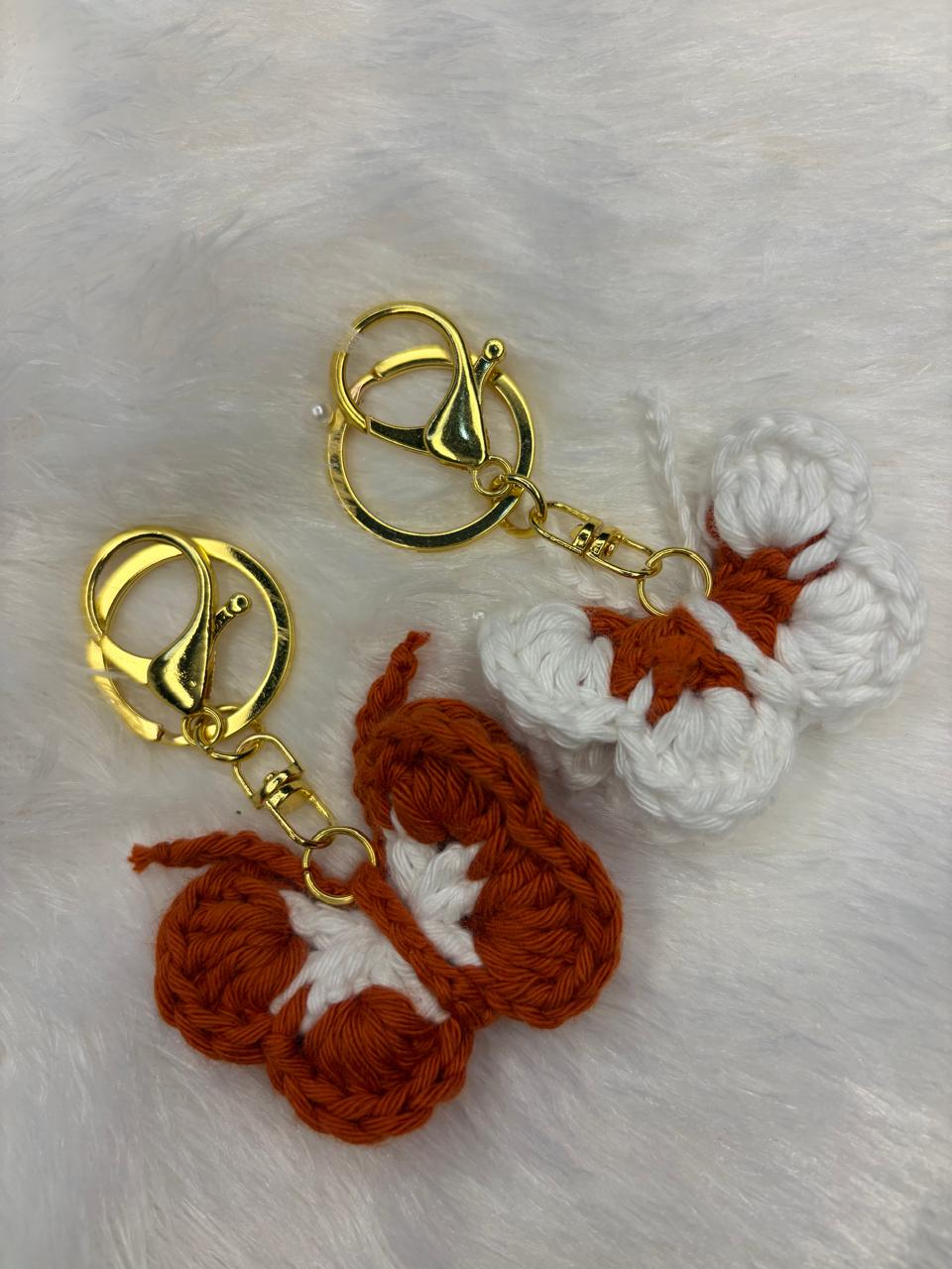 Crocheted butterfly keychains