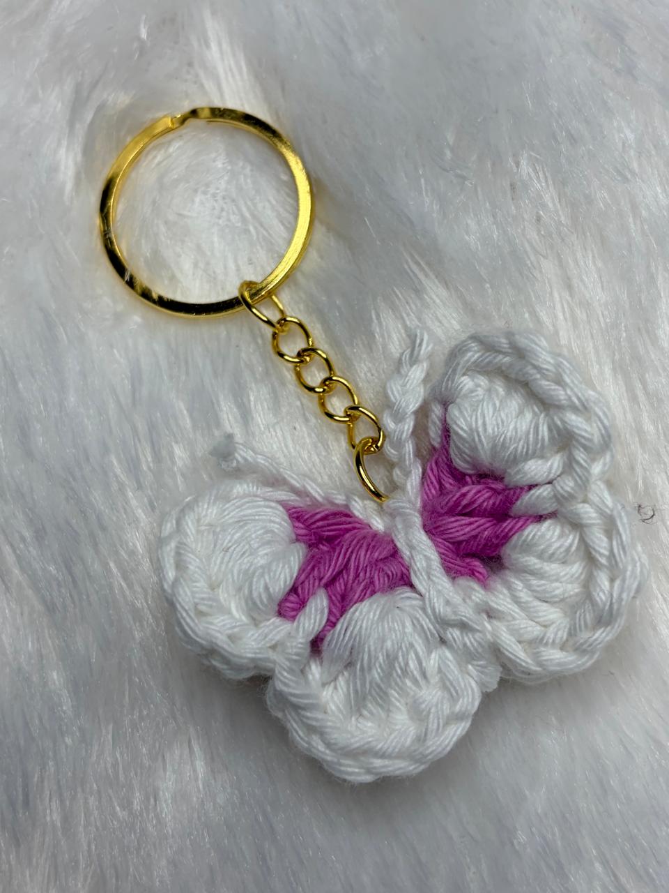Crocheted butterfly keychains