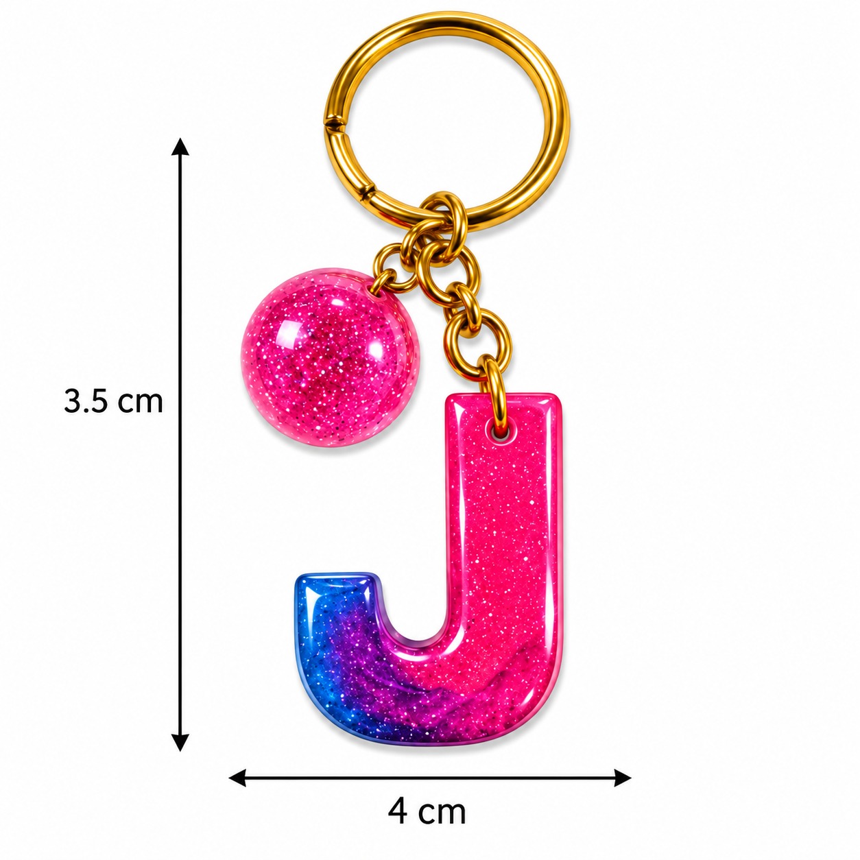Alphabet Epoxy Resin Keychain