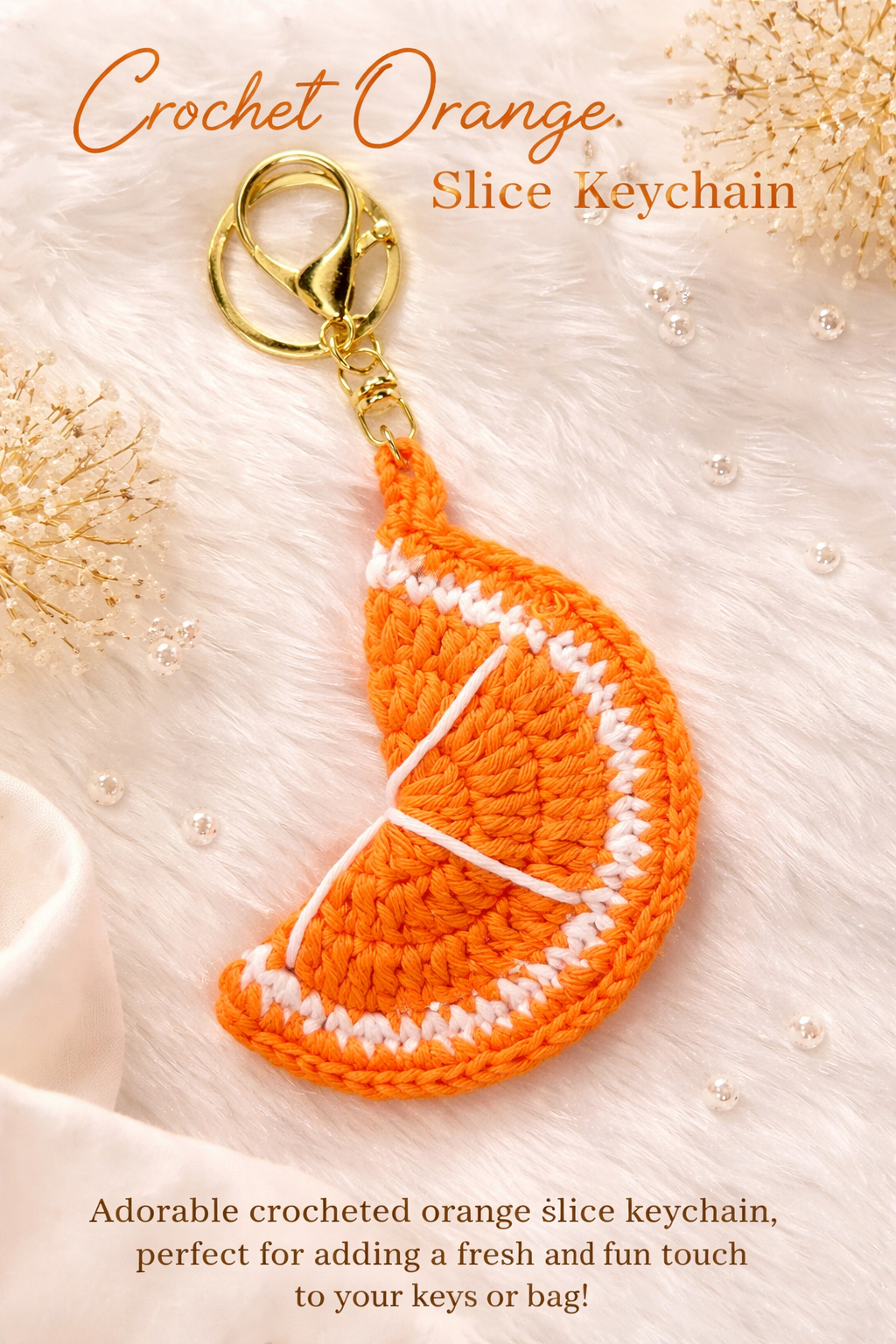 Crochet orange slice charm