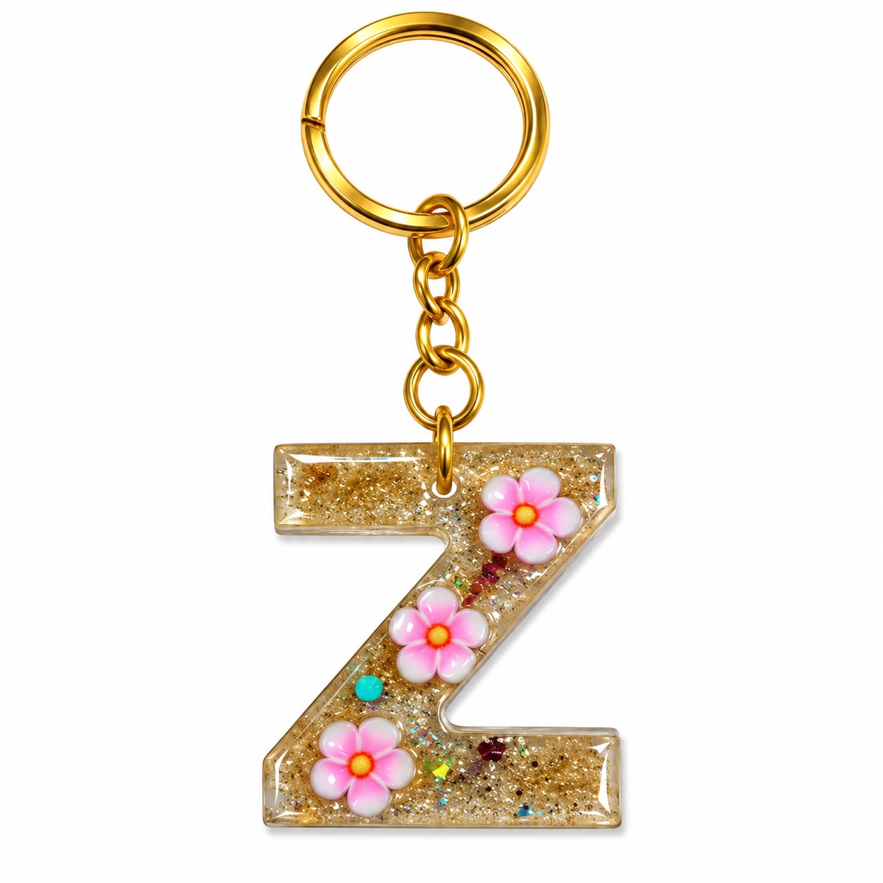 Alphabet Epoxy Resin Keychain