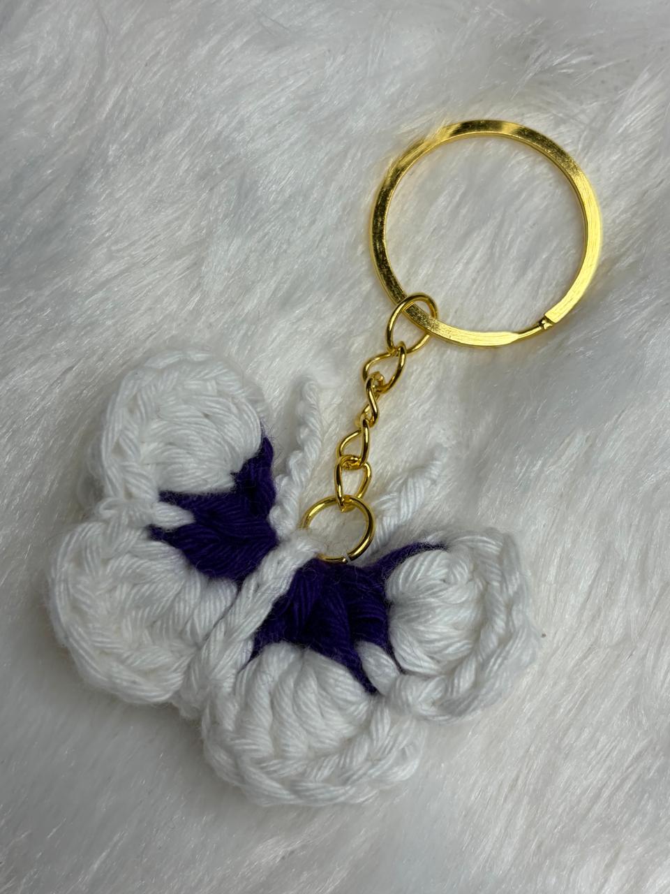 Crocheted butterfly keychains