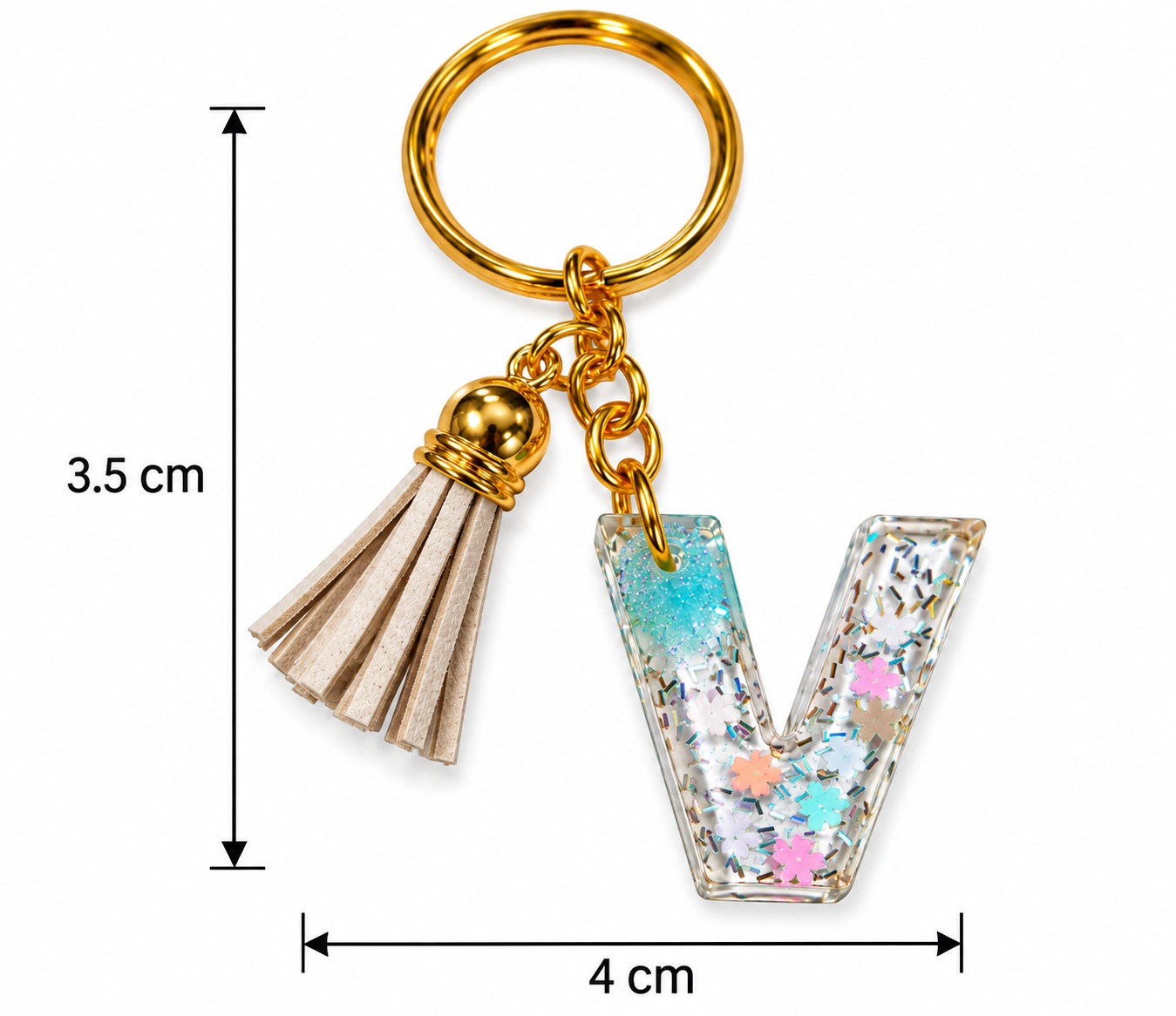 Alphabet Epoxy Resin Keychain