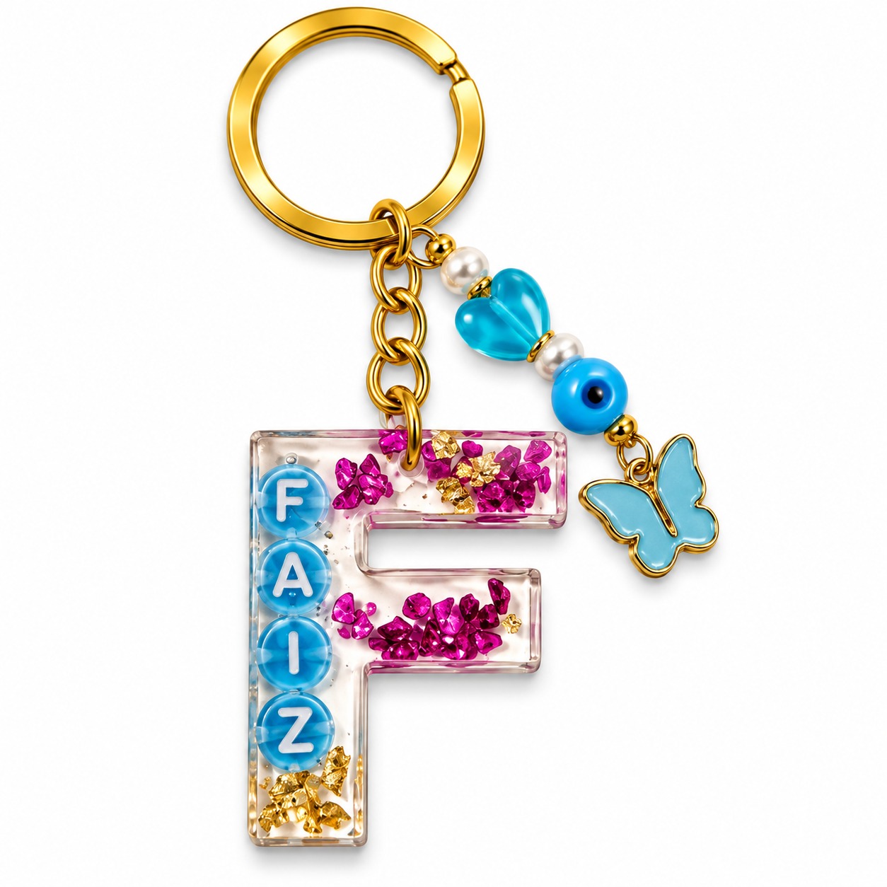 Alphabet Epoxy Resin Keychain