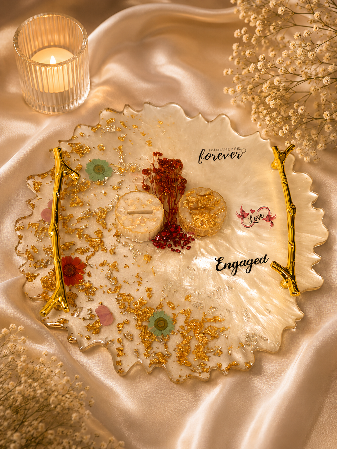 Luxury Resin Engagement Ring Platter