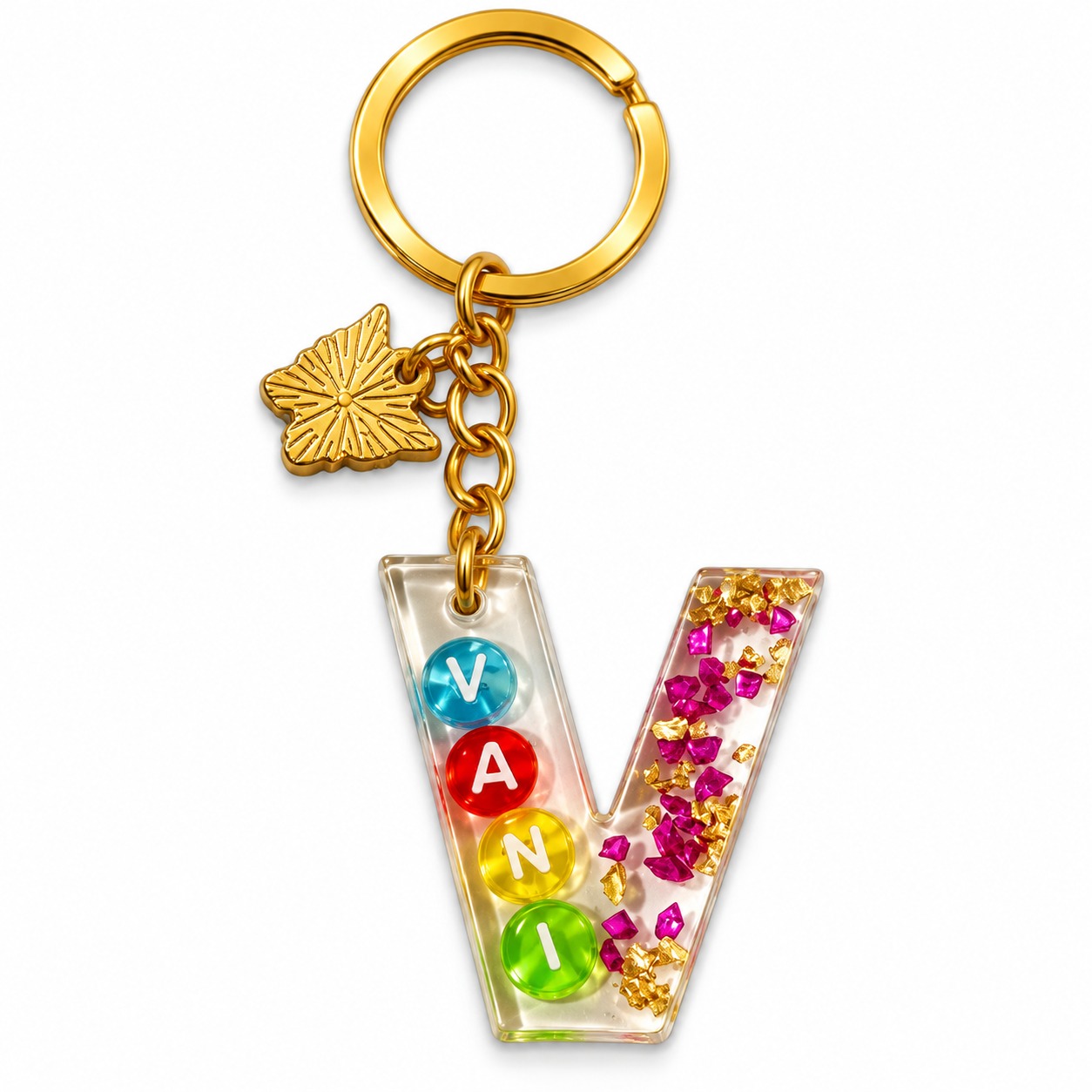 Alphabet Epoxy Resin Keychain