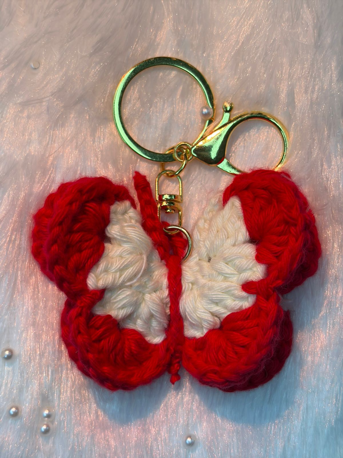 Crocheted butterfly keychains