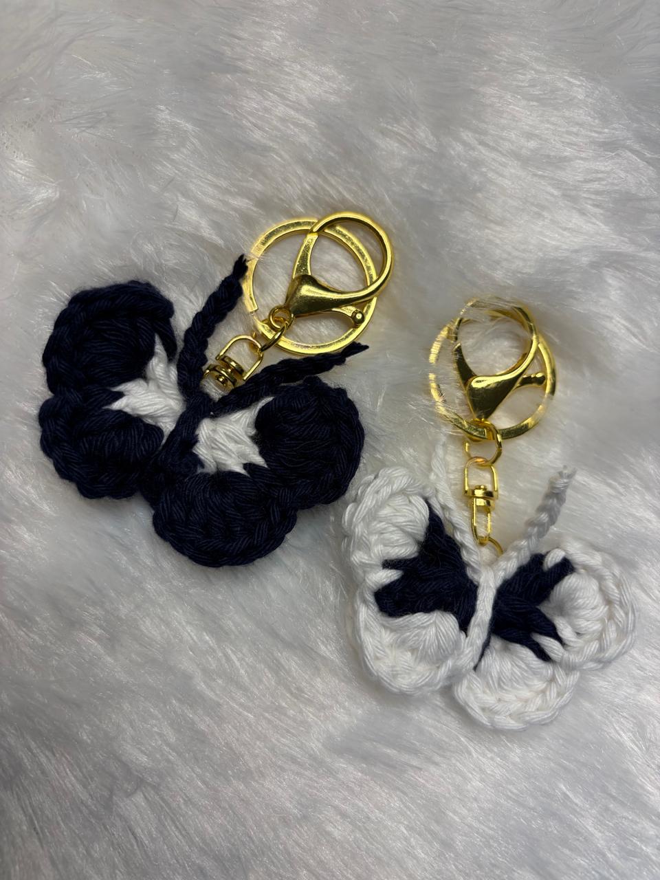 Crocheted butterfly keychains