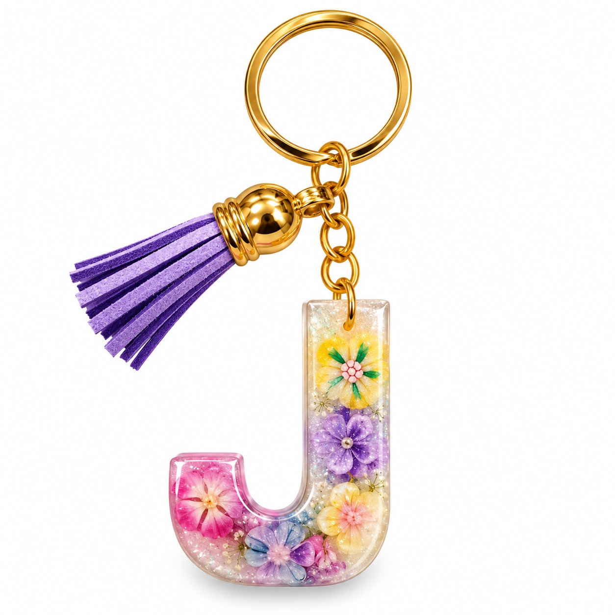 Alphabet Epoxy Resin Keychain