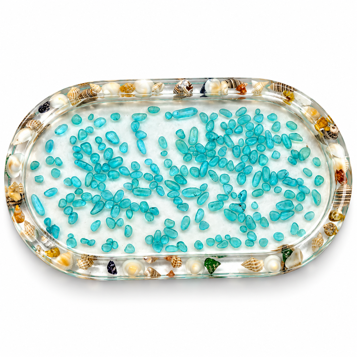 LUXURY EPOXY RESIN Sea Pearl Trinket Tray (MULTIPURPOSE USE)