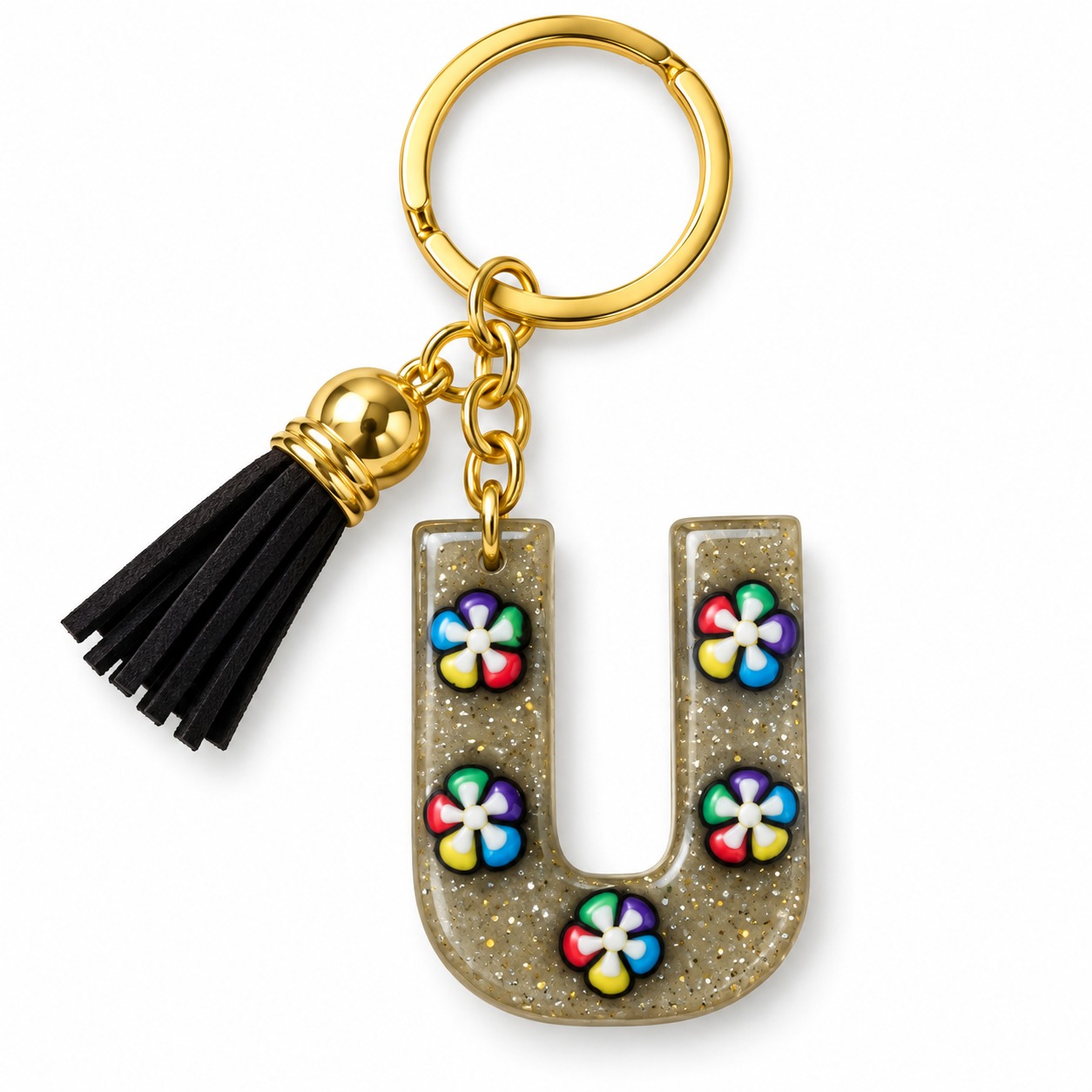 Alphabet Epoxy Resin Keychain
