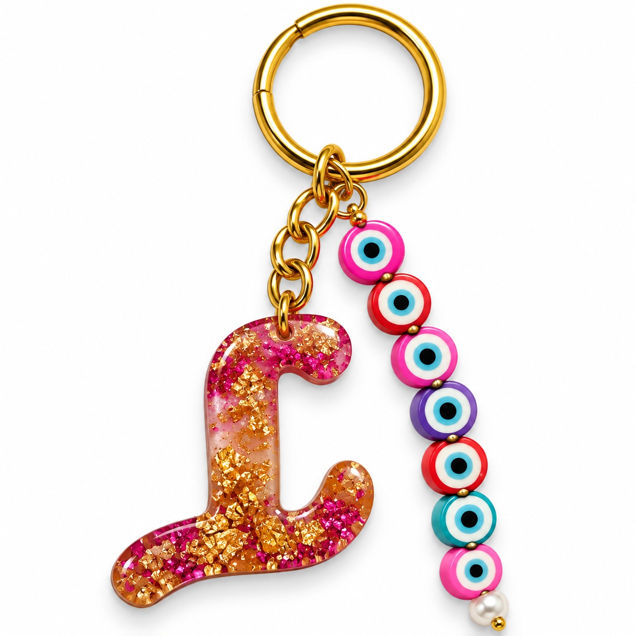 Alphabet Epoxy Resin Keychain