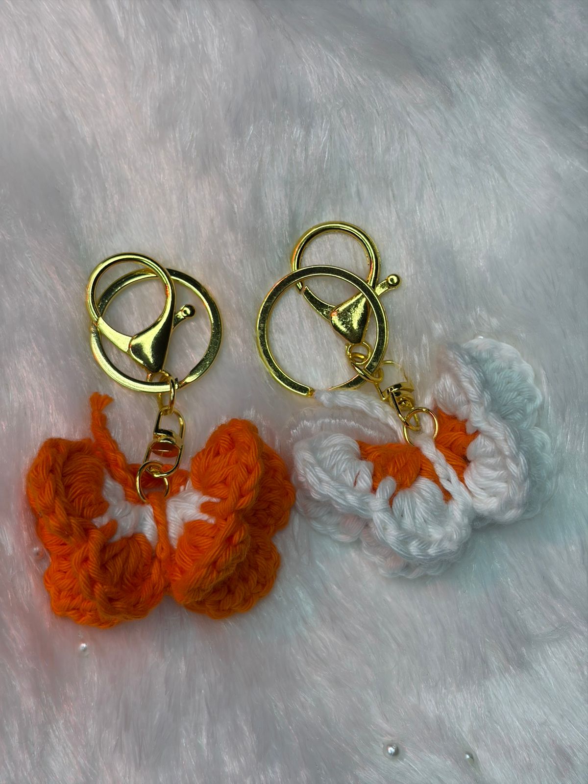 Crocheted butterfly keychains