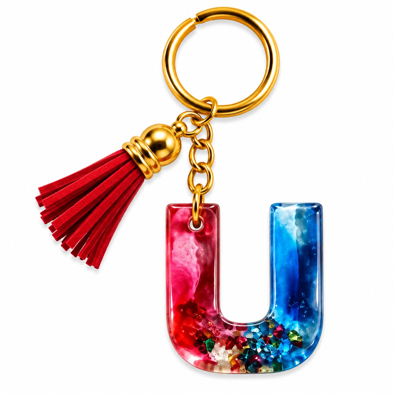 Alphabet Epoxy Resin Keychain