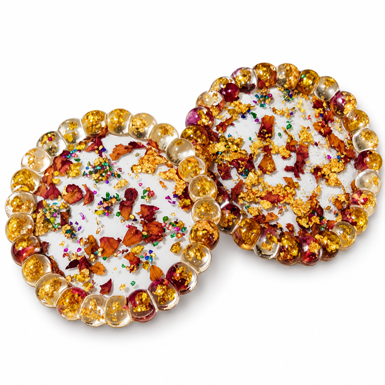LUXURY EPOXY RESIN ROSE AND GOLD FLAKE MULTIPURPOSE TRAY  (2Pc)