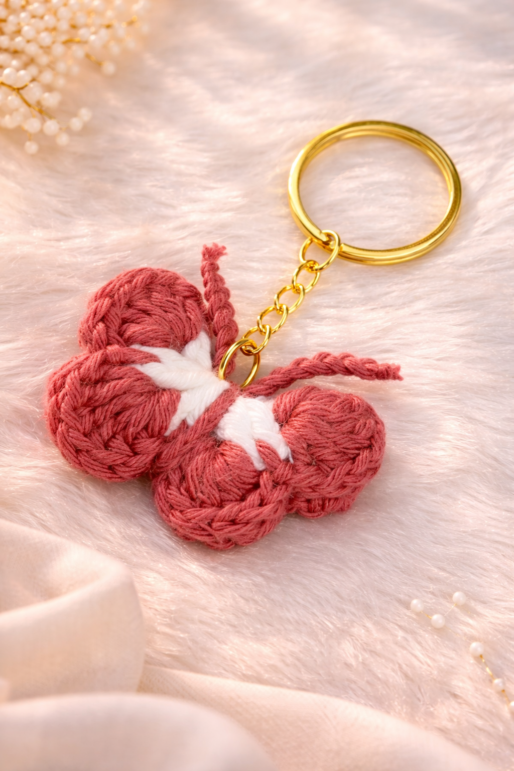 Crocheted butterfly keychains