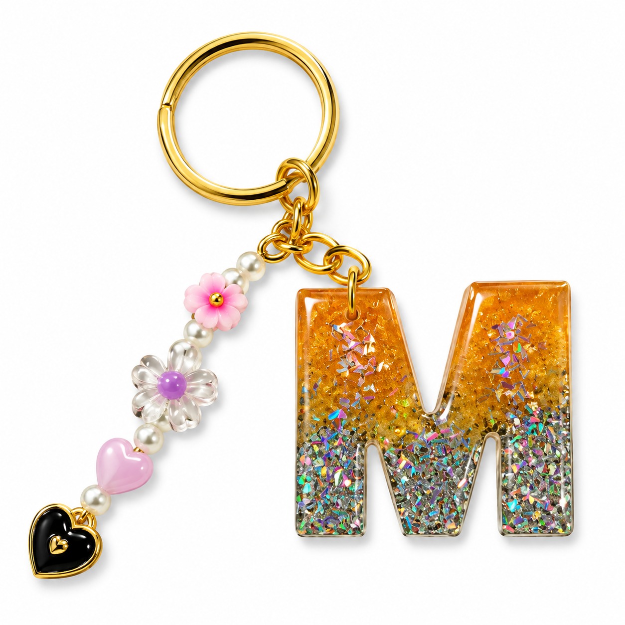 Alphabet Epoxy Resin Keychain