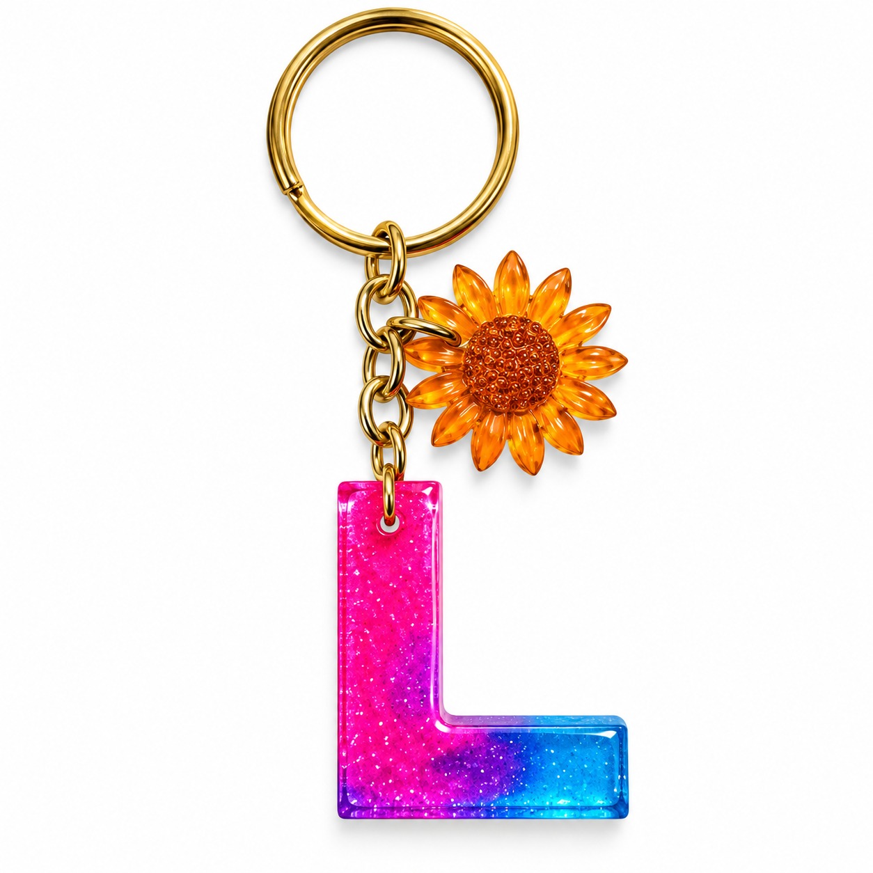 Alphabet Epoxy Resin Keychain