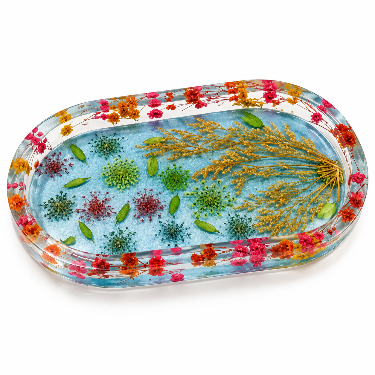 LUXURY EPOXY RESIN Blue Garden Trinket Tray