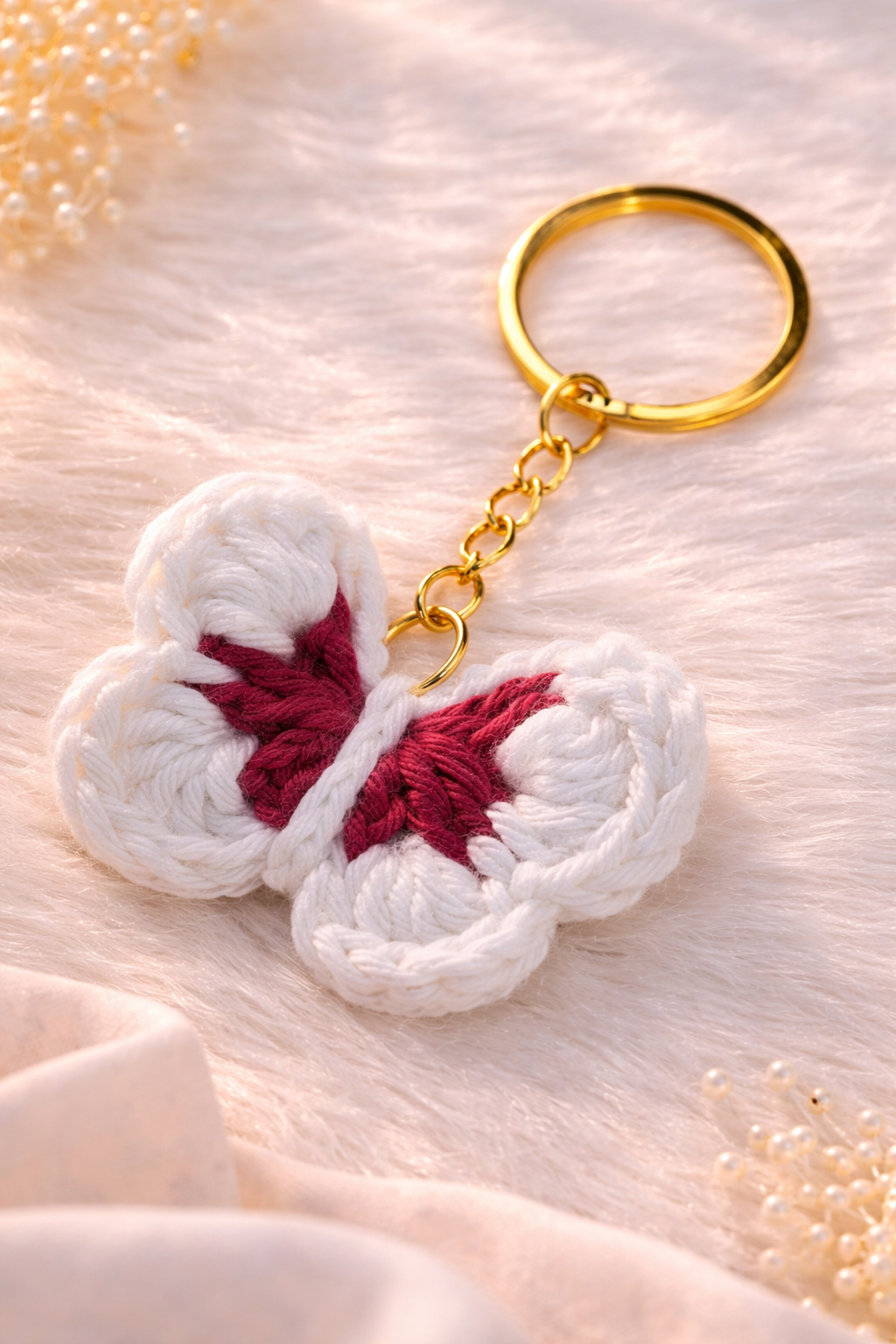 Crocheted butterfly keychains