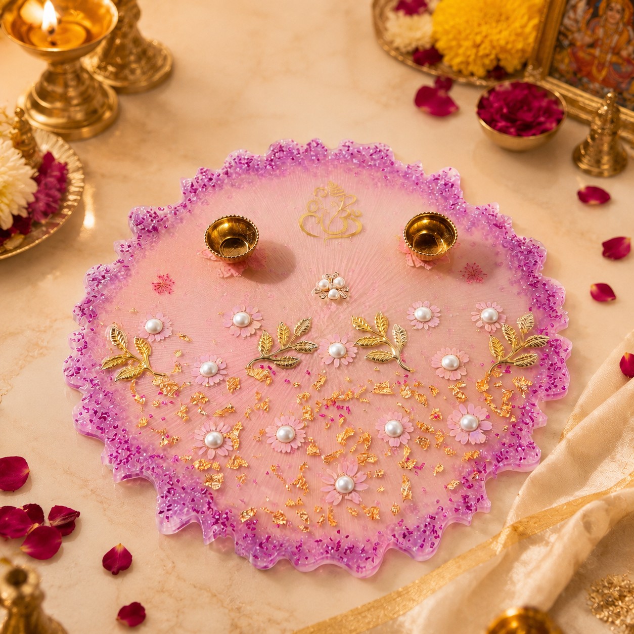 Luxury Resin Puja Thali 