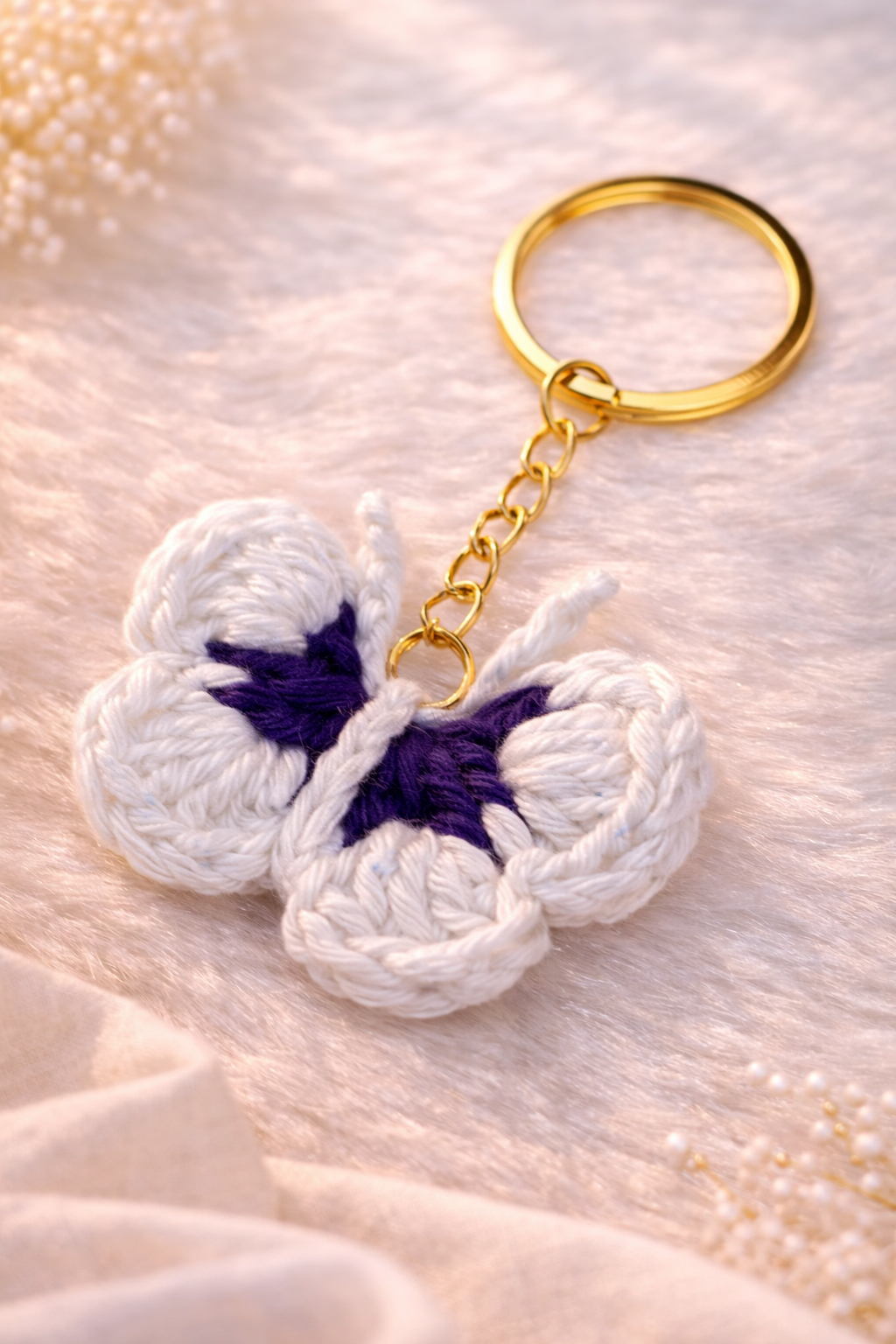 Crocheted butterfly keychains