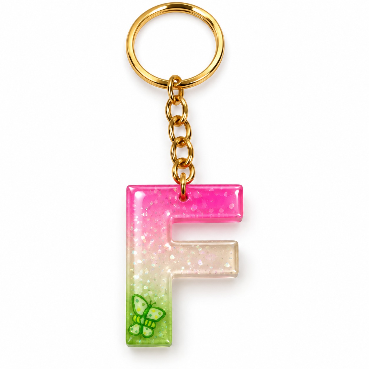 Alphabet Epoxy Resin Keychain