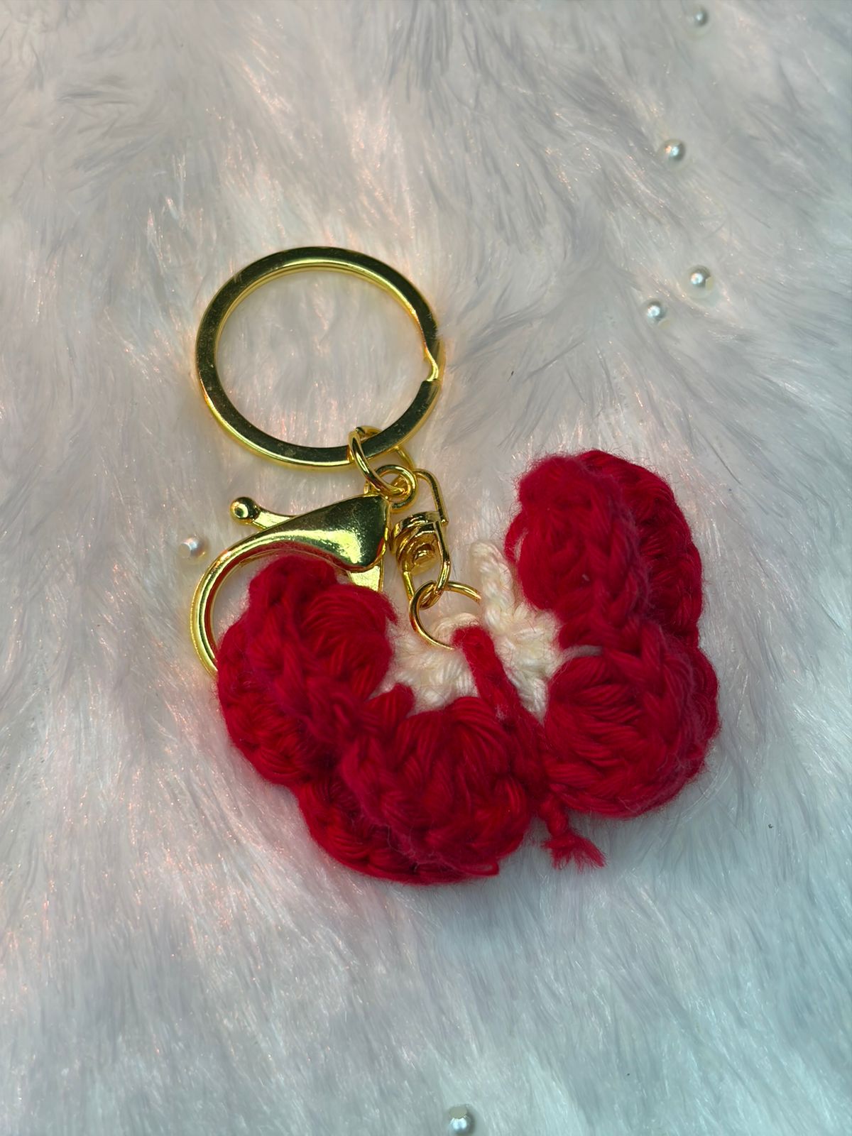 Crocheted butterfly keychains