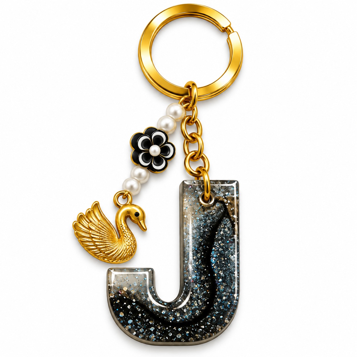 Alphabet Epoxy Resin Keychain