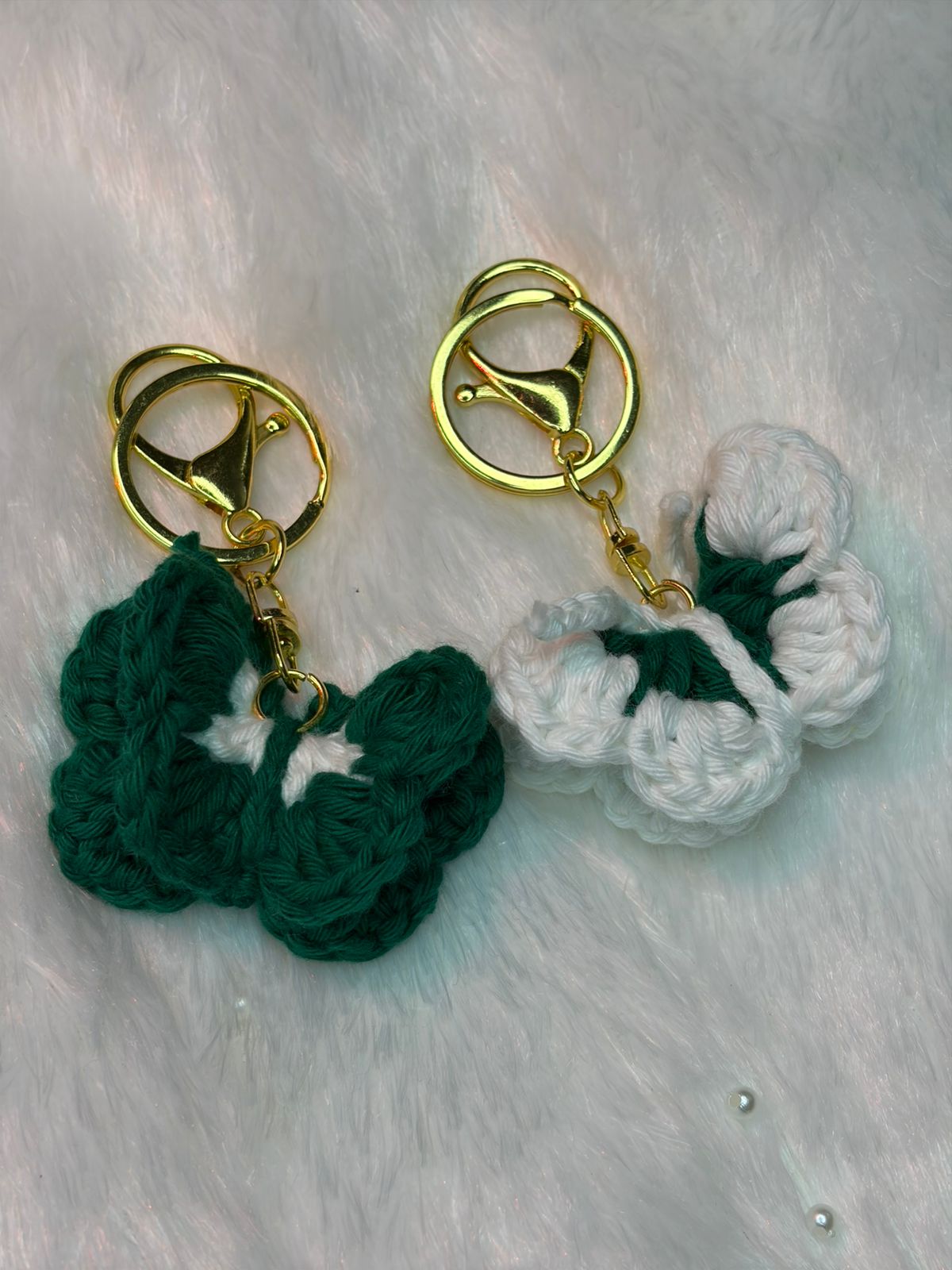 Crocheted butterfly keychains