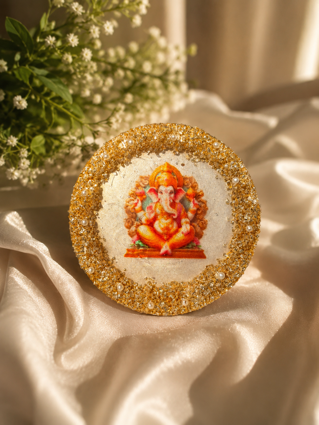 Shree Ganpati Resin coaster (with stand)