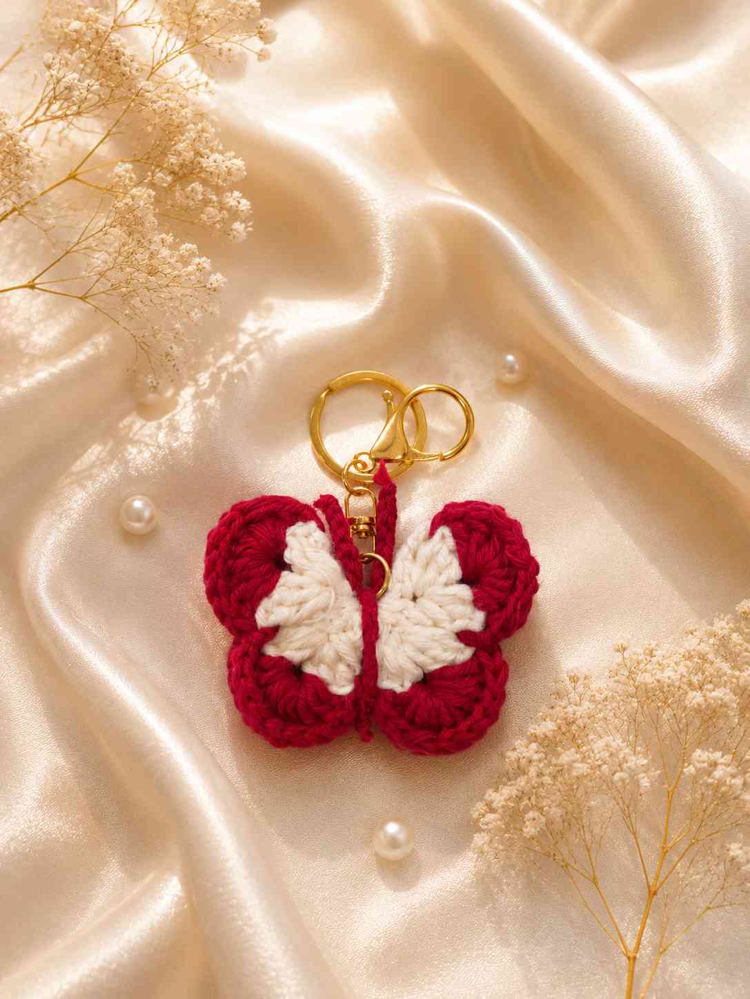 Crocheted butterfly keychains