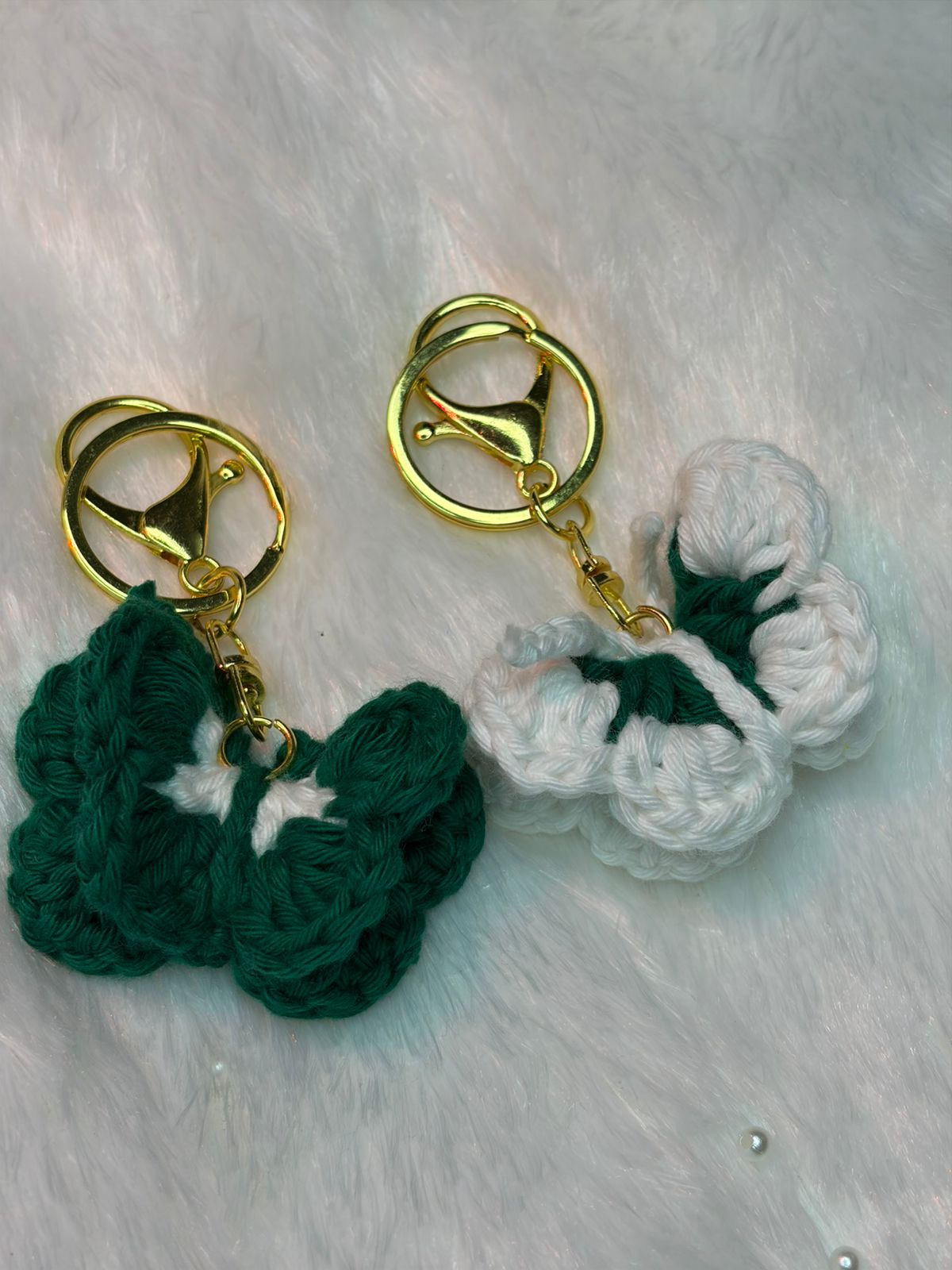 Crocheted butterfly keychains