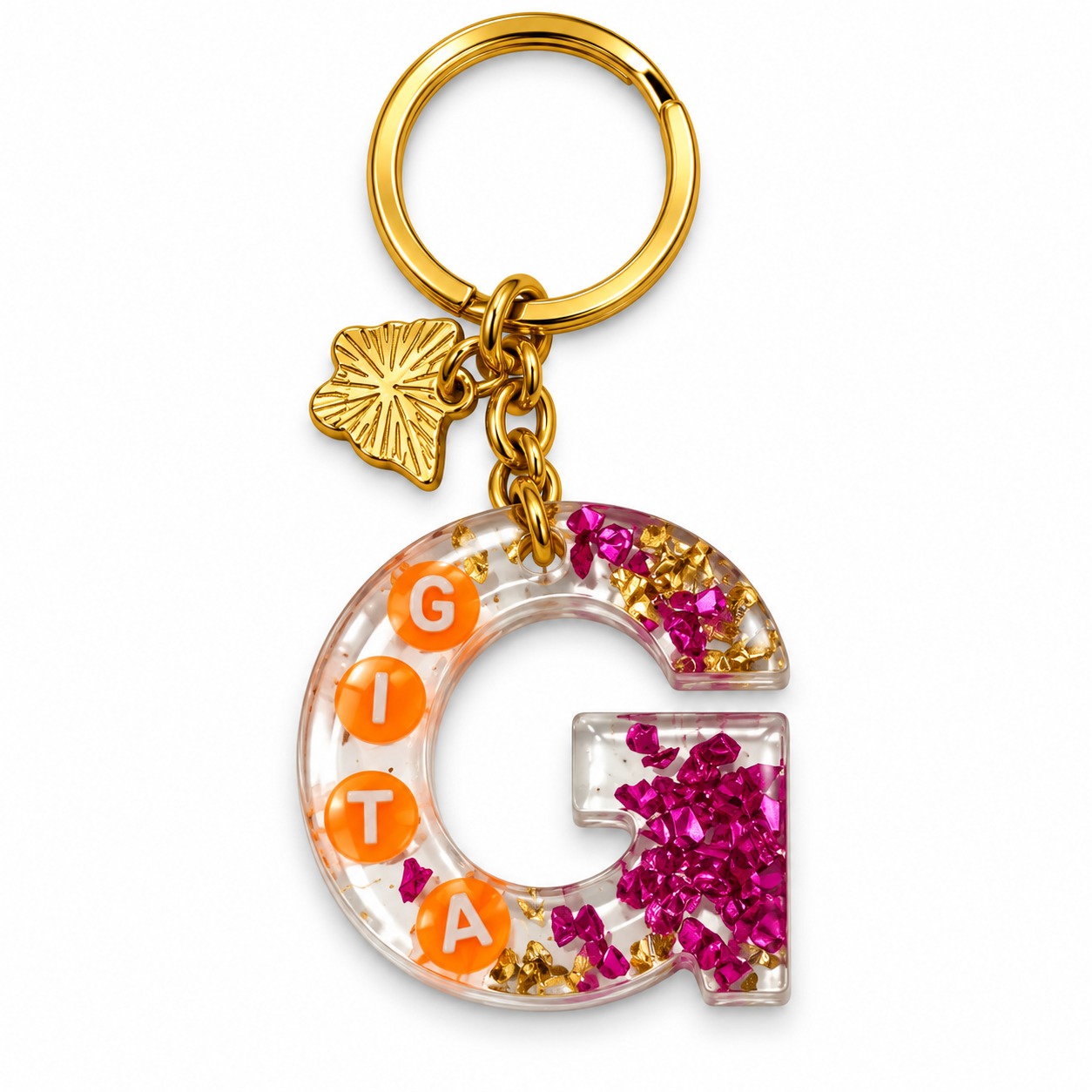 Alphabet Epoxy Resin Keychain