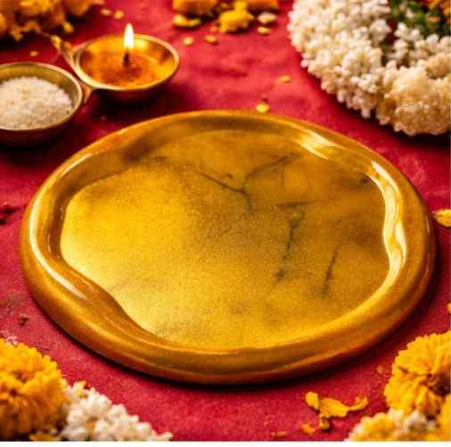 Golden Aura Resin Pooja Thali