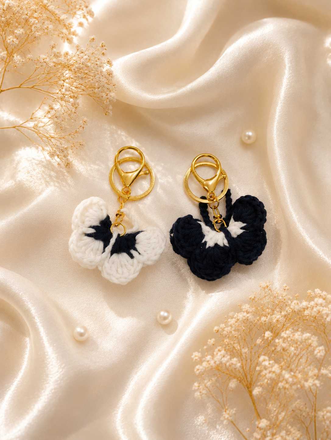 Crocheted butterfly keychains