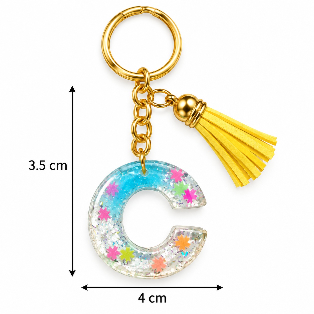 Alphabet Epoxy Resin Keychain