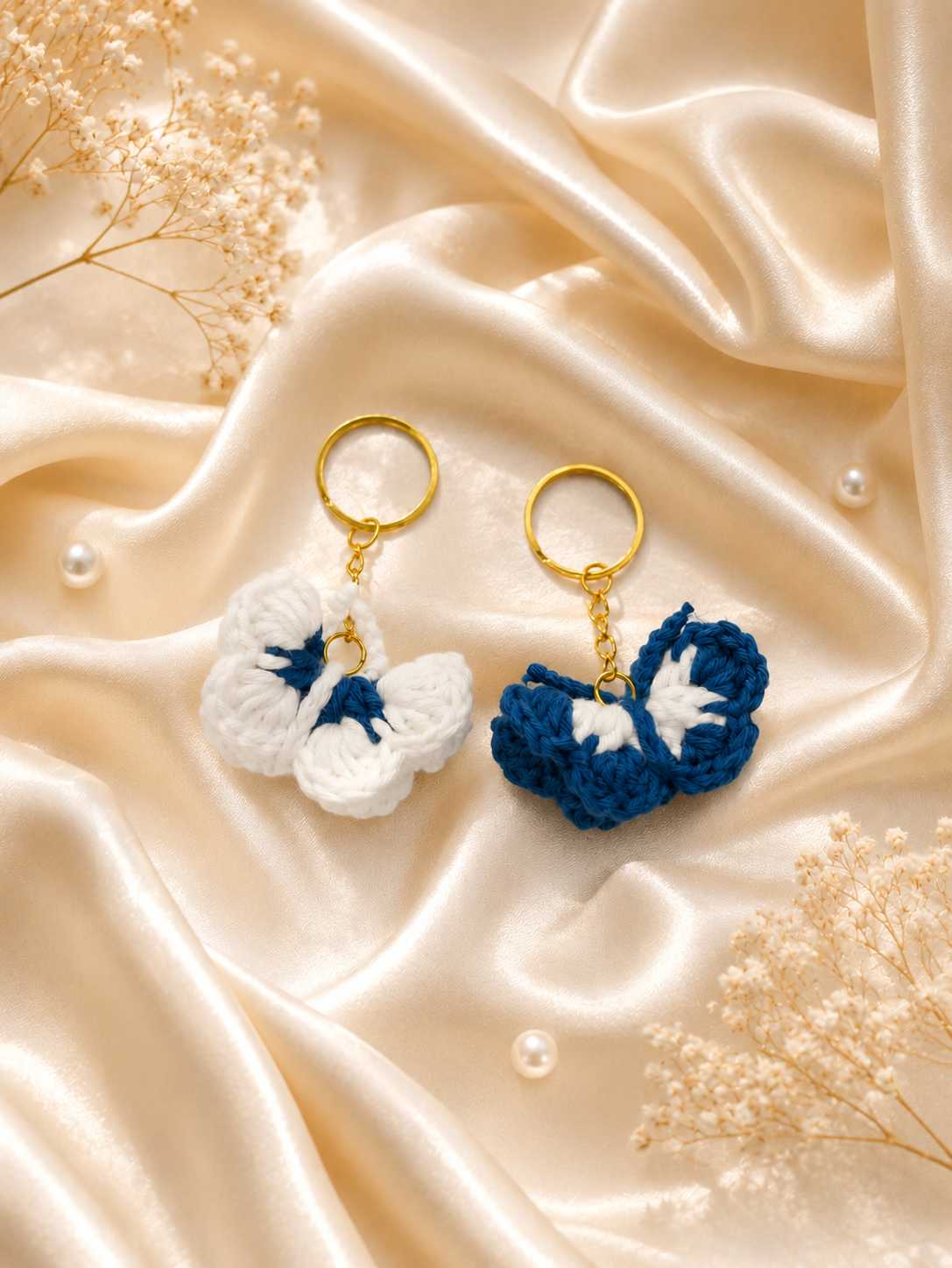 Crocheted butterfly keychains
