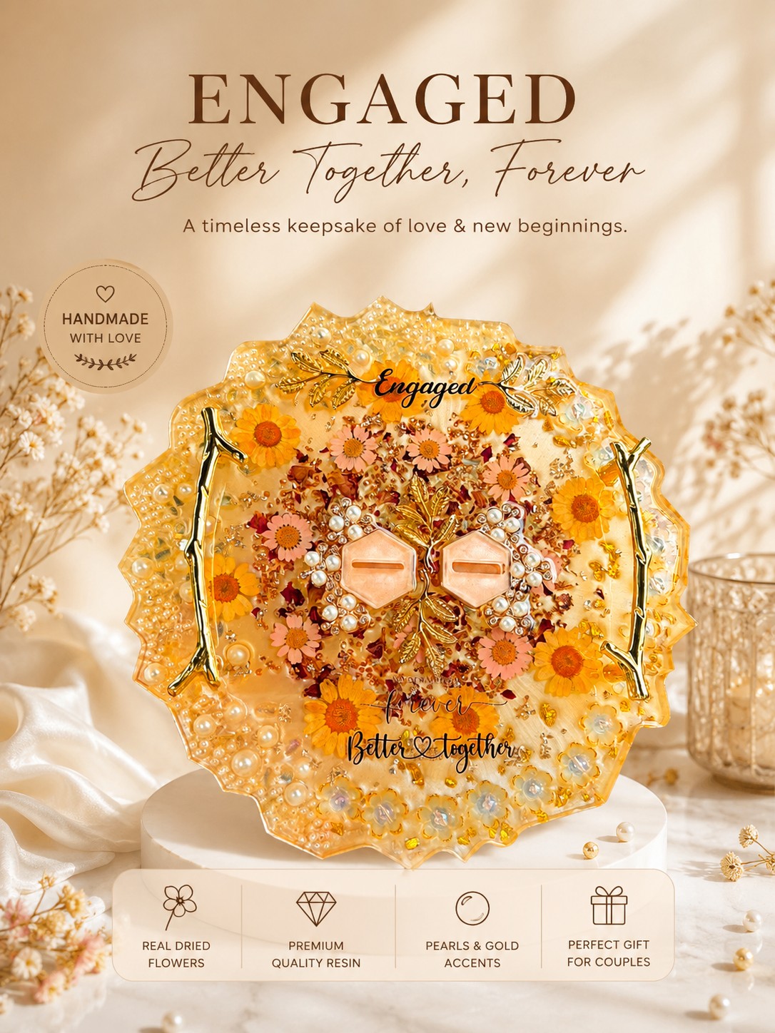 Luxury Resin Engagement Ring Platter