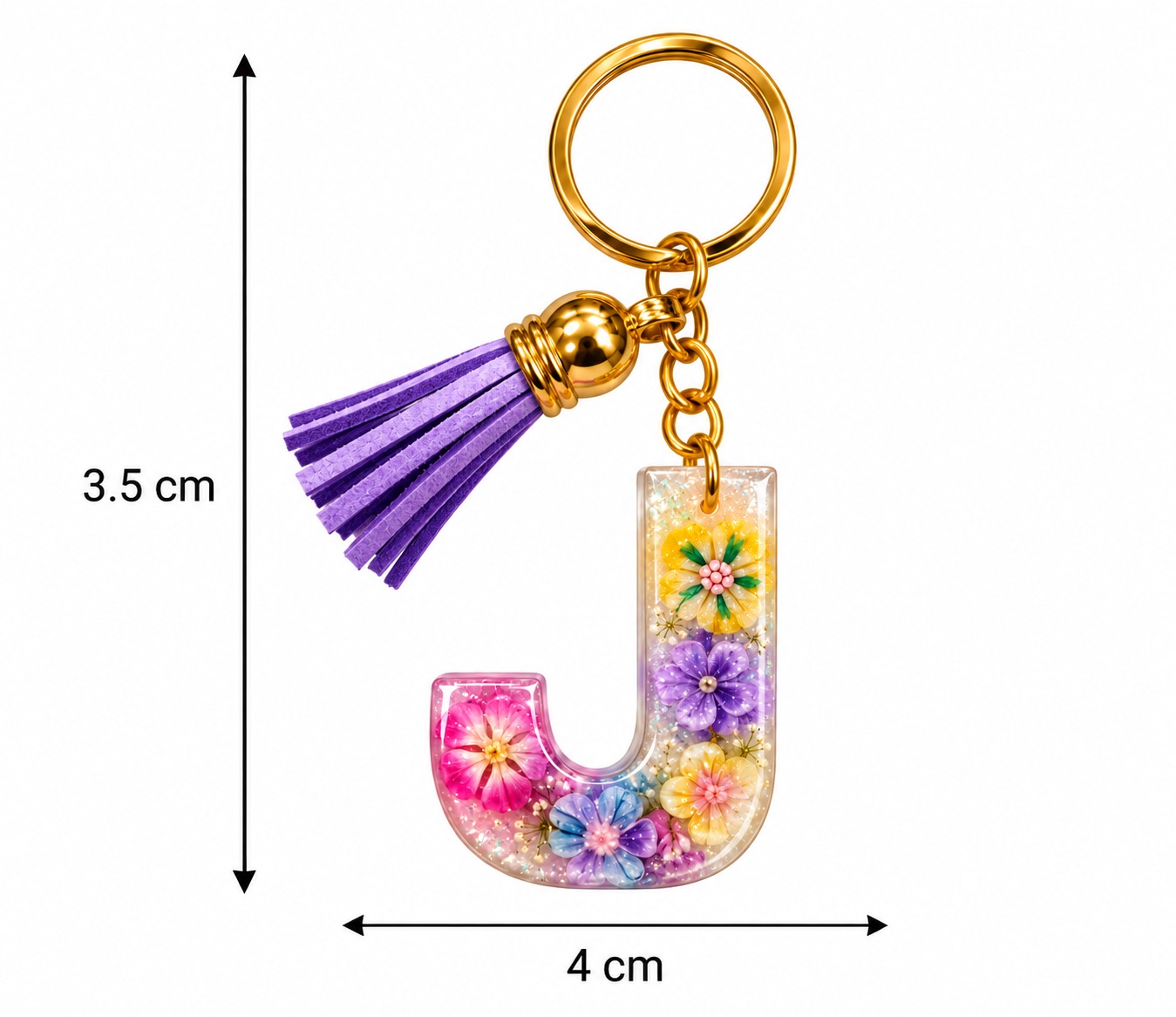 Alphabet Epoxy Resin Keychain